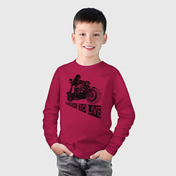 Лонгслив хлопковый детский Байкер на мотоцикле - череп, цвет: маджента — фото 2