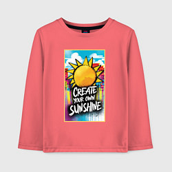 Лонгслив хлопковый детский Create your own sunshine, цвет: коралловый