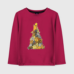Лонгслив хлопковый детский Новогодняя ёлка из котиков, цвет: маджента