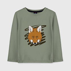 Лонгслив хлопковый детский Стилизованная морда лисы, цвет: авокадо