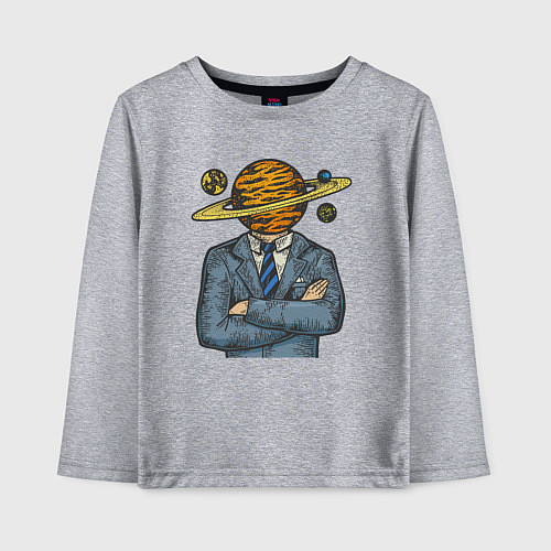 Детский лонгслив Человек сатурн / Меланж – фото 1