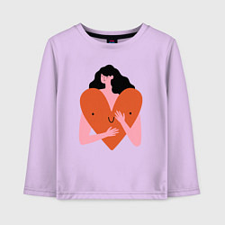 Лонгслив хлопковый детский Heart girl, цвет: лаванда