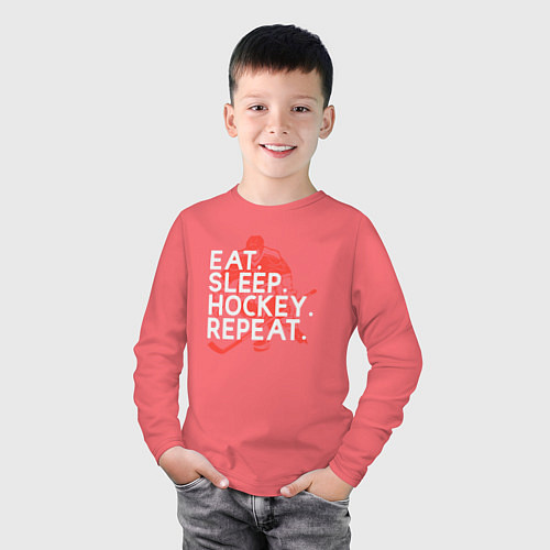 Детский лонгслив День хоккеиста / Коралловый – фото 3