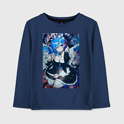 Лонгслив хлопковый детский Re:Zero Рем горничная, цвет: тёмно-синий