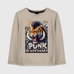 Лонгслив хлопковый детский Cool tiger - punks not dead, цвет: миндальный