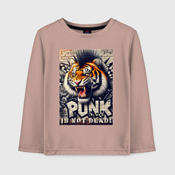 Лонгслив хлопковый детский Cool tiger - punks not dead, цвет: пыльно-розовый