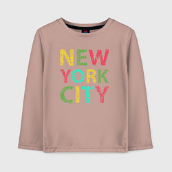 Лонгслив хлопковый детский New York city colors, цвет: пыльно-розовый