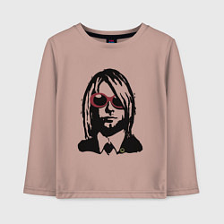 Лонгслив хлопковый детский Kurt Cobain Nirvana portrait, цвет: пыльно-розовый