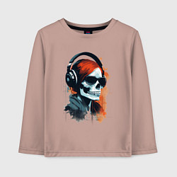 Лонгслив хлопковый детский Grunge redhead girl skull, цвет: пыльно-розовый