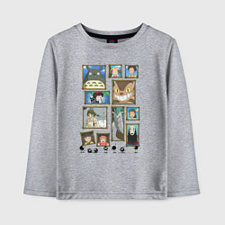 Лонгслив хлопковый детский Герои студии Ghibli, цвет: меланж