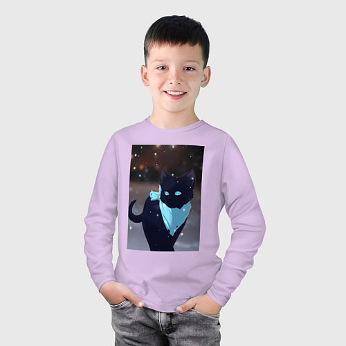 Детский лонгслив Бездомный бог кот Ято / Лаванда – фото 3
