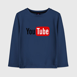 Лонгслив хлопковый детский You tube logo, цвет: тёмно-синий