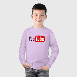 Лонгслив хлопковый детский You tube logo, цвет: лаванда — фото 2