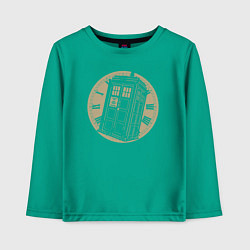 Лонгслив хлопковый детский Time tardis, цвет: зеленый