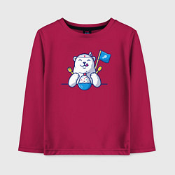 Лонгслив хлопковый детский Белый медведь и мороженое, цвет: маджента