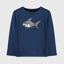 Лонгслив хлопковый детский Хитрая акула, цвет: тёмно-синий