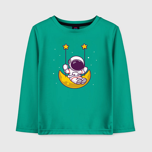 Детский лонгслив Космические качели / Зеленый – фото 1