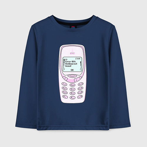 Детский лонгслив Error 404 nokia / Тёмно-синий – фото 1