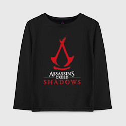 Лонгслив хлопковый детский Assassins creed shadows logo, цвет: черный