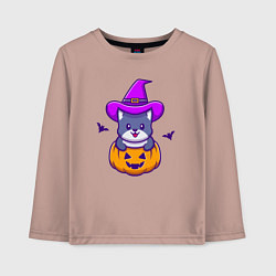 Лонгслив хлопковый детский Kitty halloween, цвет: пыльно-розовый