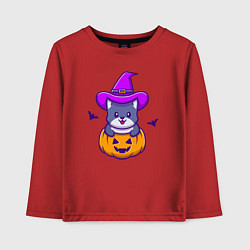 Лонгслив хлопковый детский Kitty halloween, цвет: красный