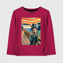 Лонгслив хлопковый детский Кенгуру кричит - мем нейросеть, цвет: маджента