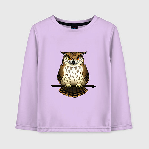 Детский лонгслив Классная сова на ветке / Лаванда – фото 1