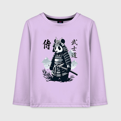 Детский лонгслив Panda samurai - bushido ai art fantasy / Лаванда – фото 1