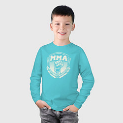Лонгслив хлопковый детский Кулак MMA, цвет: бирюзовый — фото 2