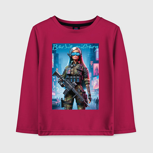 Детский лонгслив Barbie military - special forces / Маджента – фото 1