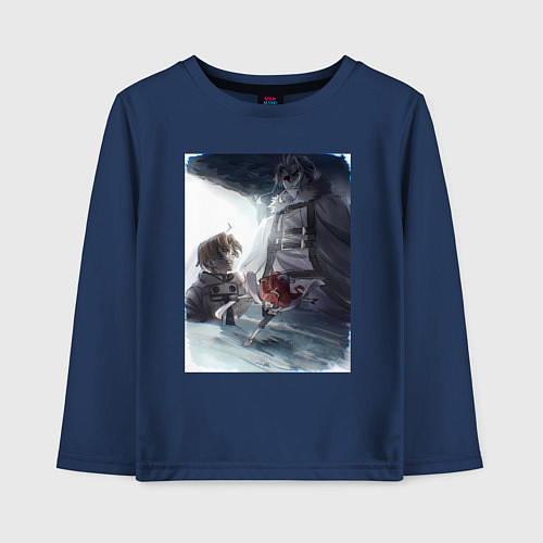 Детский лонгслив Безработный Рудеус Грейрат / Тёмно-синий – фото 1