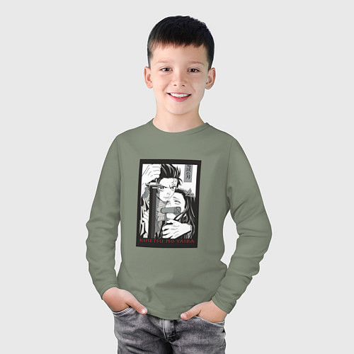 Детский лонгслив Тандзиро и Незуко Клинок рассекающий демонов kimet / Авокадо – фото 3