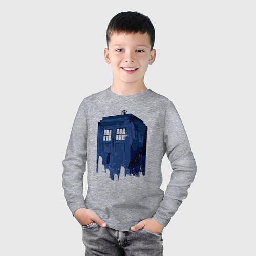 Детский лонгслив Будка тардис / Меланж – фото 3
