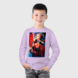 Лонгслив хлопковый детский Ван-Пис Зоро Ророноа, цвет: лаванда — фото 2