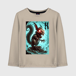 Лонгслив хлопковый детский Жуткая белка - хэллоуин, цвет: миндальный