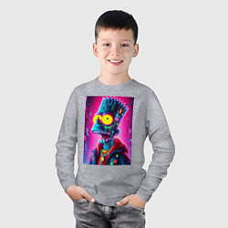 Лонгслив хлопковый детский Cyber Bart Simpson - neon glow ai art, цвет: меланж — фото 2