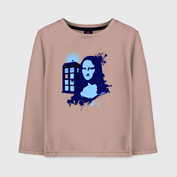 Лонгслив хлопковый детский Тардис и Джоконда, цвет: пыльно-розовый