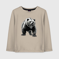 Лонгслив хлопковый детский Ревущий медведь, цвет: миндальный