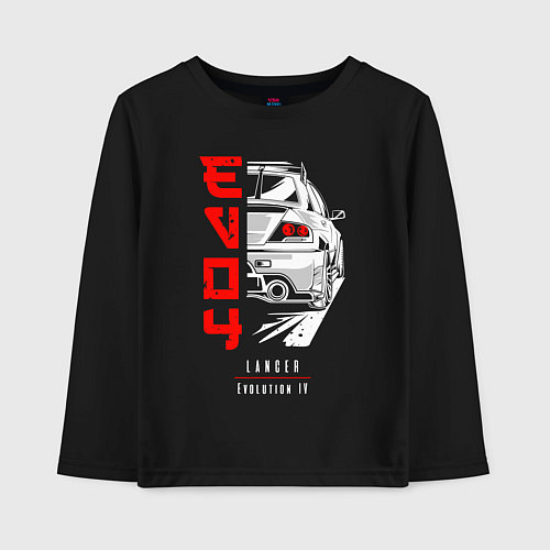 Детский лонгслив Mitsubishi Lancer - Evolution 4 / Черный – фото 1