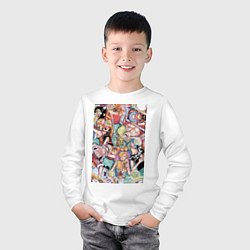 Лонгслив хлопковый детский Ван-Пис Дзимбэ коллаж отдыхающей команды, цвет: белый — фото 2