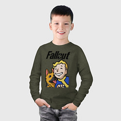 Лонгслив хлопковый детский Vault boy and shepherd, цвет: меланж-хаки — фото 2