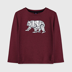 Лонгслив хлопковый детский Робот медведь, цвет: меланж-бордовый