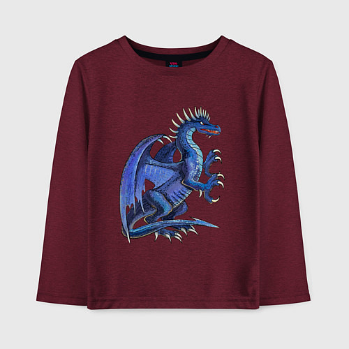 Детский лонгслив Azure dragon / Меланж-бордовый – фото 1