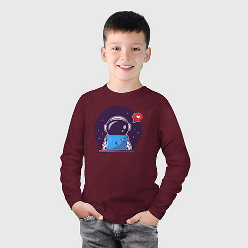 Детский лонгслив Spaceman programmer / Меланж-бордовый – фото 3
