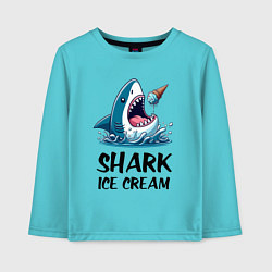 Лонгслив хлопковый детский Shark ice cream - ai art, цвет: бирюзовый