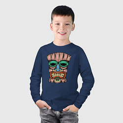 Лонгслив хлопковый детский Tiki face, цвет: тёмно-синий — фото 2