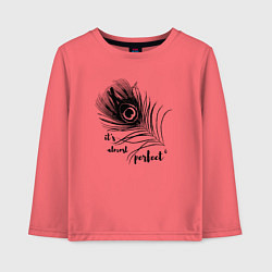 Лонгслив хлопковый детский Перо павлина - на удачу, цвет: коралловый