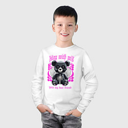 Лонгслив хлопковый детский Скелет злобного плюшевого мишки с крыльями, цвет: белый — фото 2