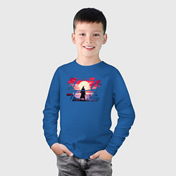 Лонгслив хлопковый детский Самурай - восход, цвет: синий — фото 2