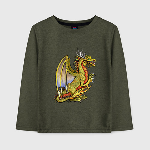 Детский лонгслив HOMM3 gold dragon / Меланж-хаки – фото 1